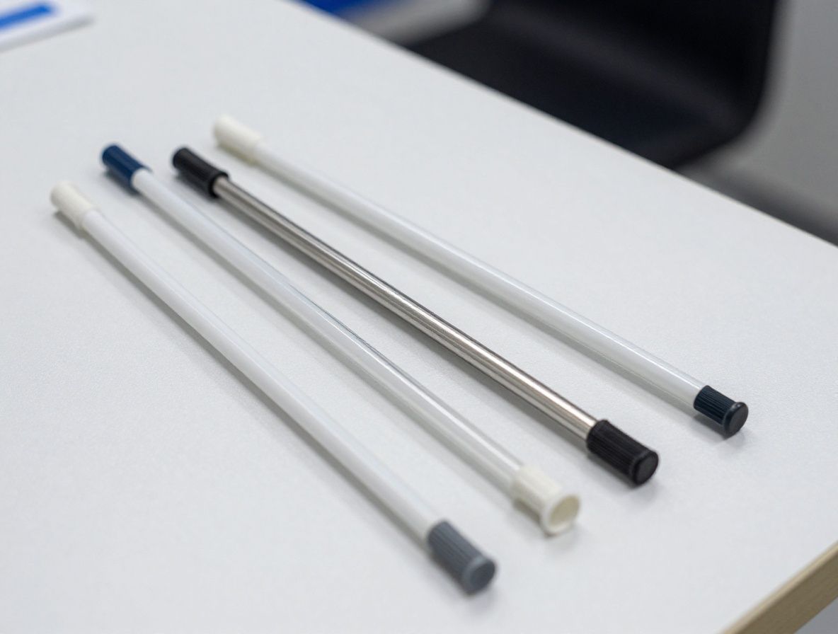 Čistá vědecká laboratoř s skleněnými baňkami, pipetami a transparentními kapalinami na bílém stole, moderní minimalistické prostředí